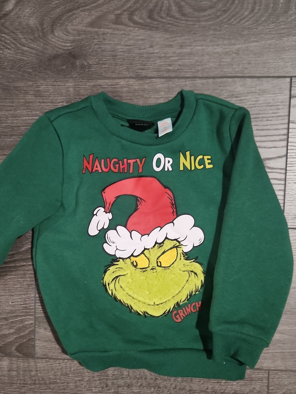 Grinch Naughty or Nice Boys 3T Green Christmas Sweatshirt